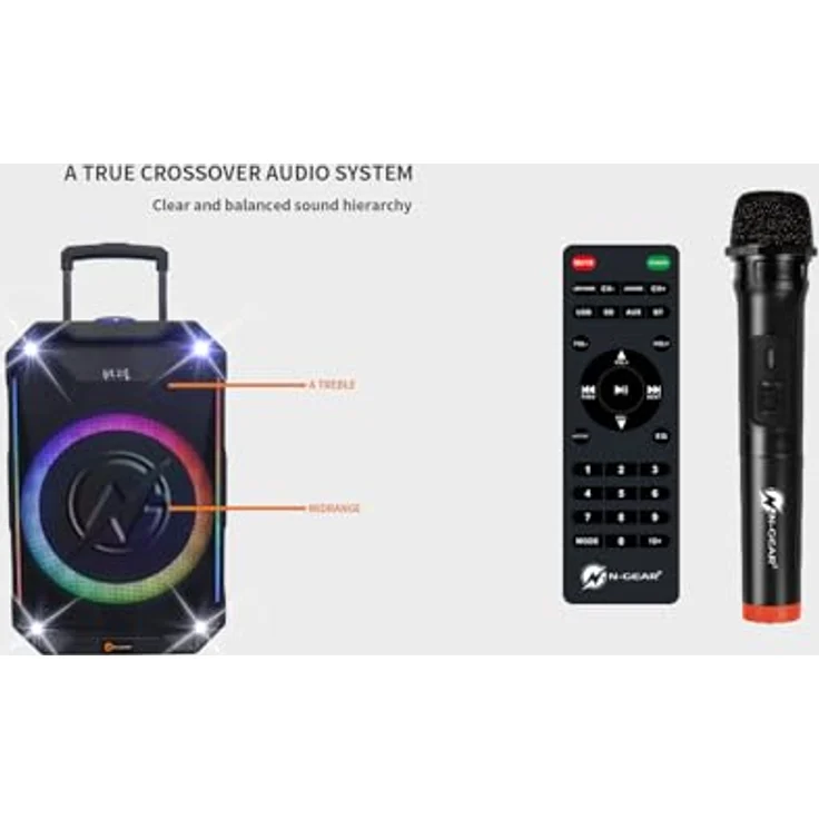 N-Gear The Flash 1540, 15-Zoll Bluetooth-Lautsprecher mit Lichtshow, Mikrofon und 500 Watt Leistung – Bild 7
