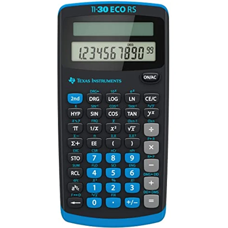Texas Instruments TI-30 ECO RS Schulrechner (Einzeiliges 10-stelliges Display, Solarbetrieb) Schwarz – Bild 1