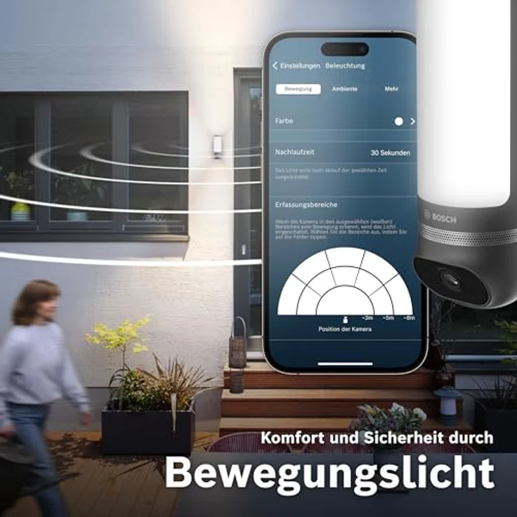 Bosch Smart Home Außenkamera II, 1080p Full-HD Auflösung mit Alarmsirene und Design-Leuchte, anthrazit - Amazon exklusiv – Bild 4