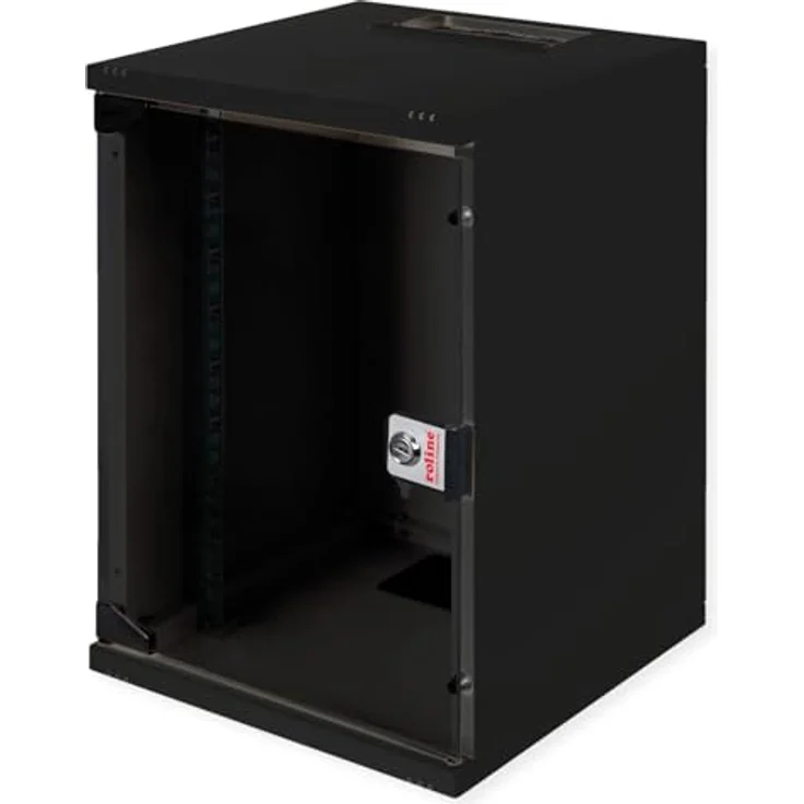 ROLINE 10-Zoll Wandgehäuse 9 HE, 312x300 BxT, schwarz mit Vollglastür und zerlegbarer Konstruktion – Bild 1