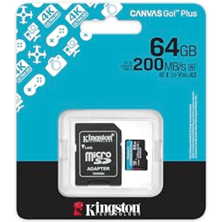 Kingston Canvas Go Plus microSDXC Speicherkarte 64GB, Gen4 200MB/s A2 U3 V30 + Adapter-SDCG4/64GB – Bild 3