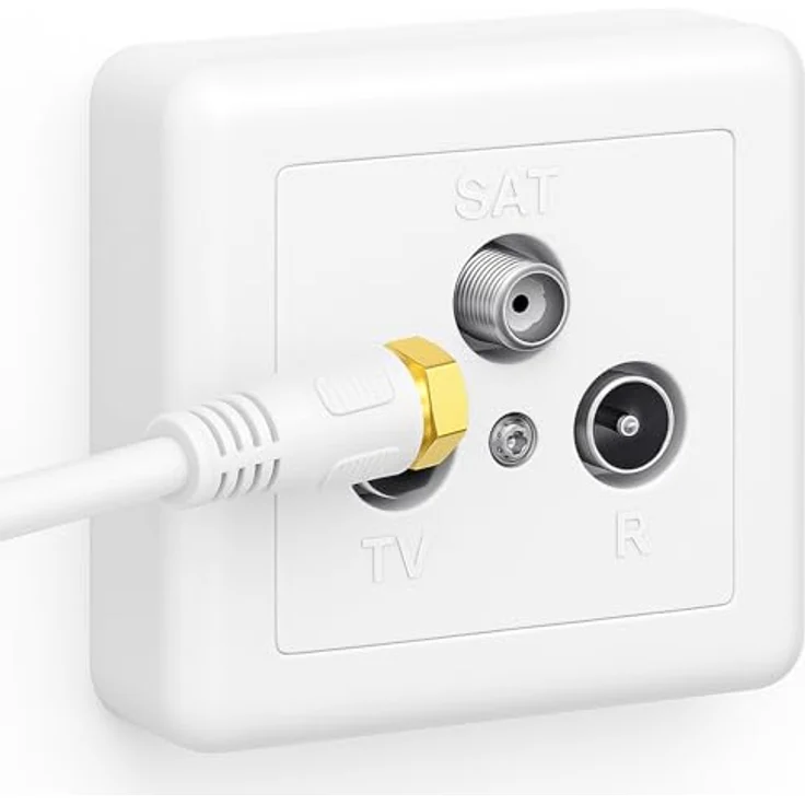 1 aTTack Koaxial Anschluss Kabel Antennenkabel Sat Kabel Anschlusskabel F-Stecker Koaxialstecker auf Koaxialkupplung doppelt geschirmt/Dreifach geschirmt/4 fach geschirmt/75 dB/85 dB/100 dB/110 dB/120 dB/125 dB SAT weiß F-F gold 85db 3,5 Meter – Bild 3