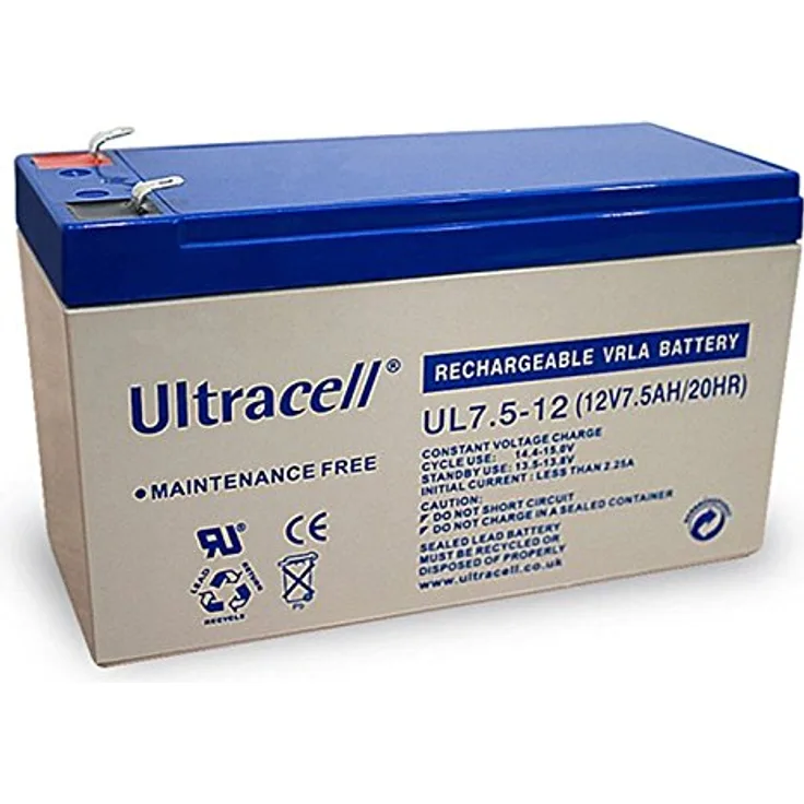 Ultracell UL7.5-12 Blei Akku 12 Volt mit 7,5 Ah und 4,8mm Kontakten