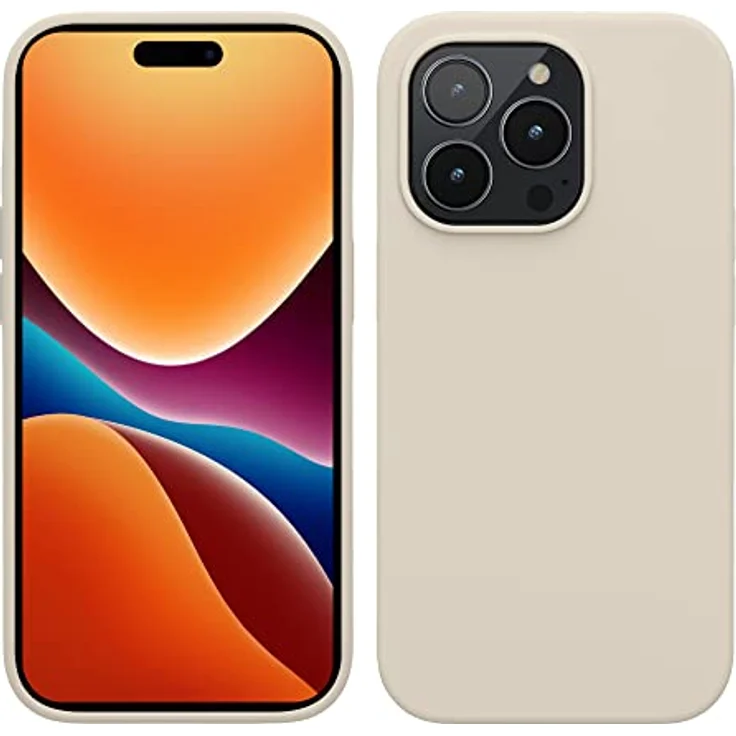 kwmobile Handyhülle für iPhone 14 Pro, Silikon Schutzhülle in Creme, kabelloses Laden, anti-rutsch, strapazierfähig – Bild 1