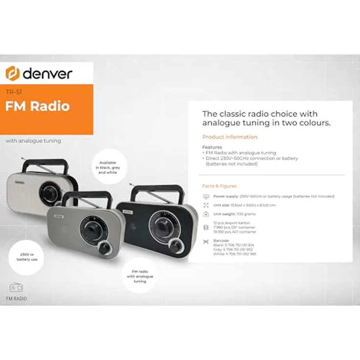 Denver Electronics TR-51 Transistor-Radio, schwarz – Bild 3