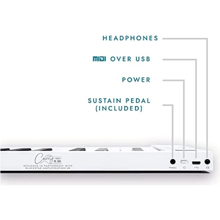 Blackstar FP-49 Touch 49 Tasten, berührungsempfindlich, tragbar, faltbar, mit USB-MIDI-Controller, mit wiederaufladbarem Akku, Weiß – Bild 5
