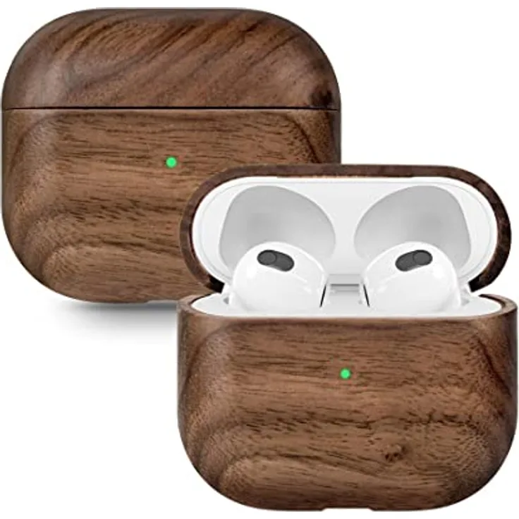 Woodcessories - Nachhaltiges Case kompatibel mit Airpods 3 Hülle Holz, Walnuss Holz