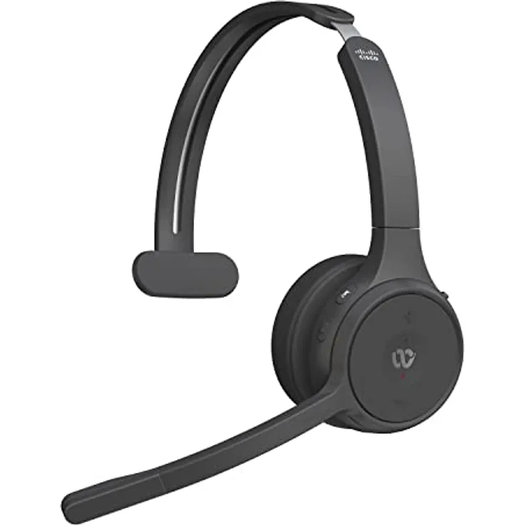 Cisco Headset 721 Wireless On-Ear Bluetooth-Kopfhörer, Webex Taste, USB-A-HD-Bluetooth-Adapter, Carbon Black, Ein Jahr Garantie