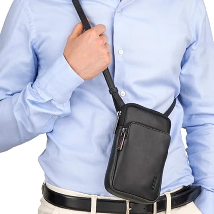 Roncato Detroit Handytasche, 100% Leder, schwarz, 11.5 cm x 3.5 cm x 19 cm – Bild 3