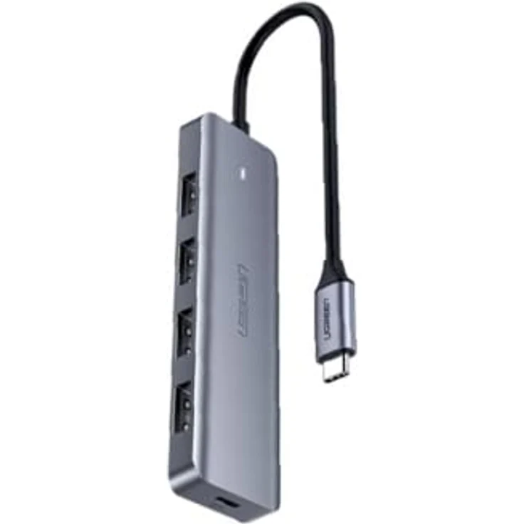 Dudao HUB 4in1 USB-C, USB-Hub mit 4x USB-A (3x USB 2.0 / USB 3.0), 6.3cm, schwarz – Bild 1