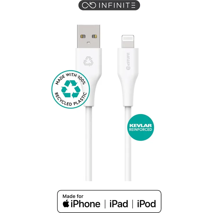 eSTUFF ES601170-BULK, 1 m USB-Kabel mit Lightning und USB A Stecker, Weiß, USB 2.0, Datenübertragungsrate bis 480 Mbit/s