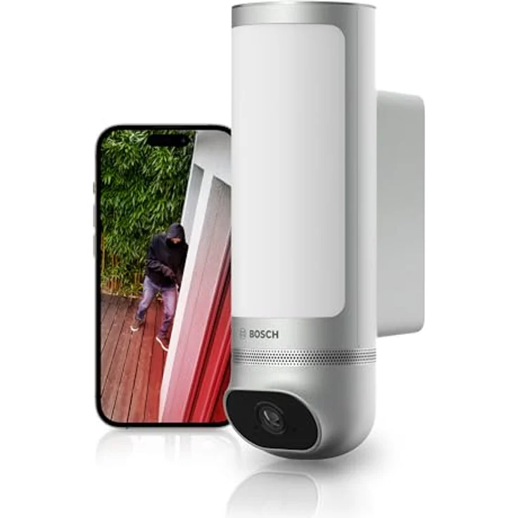 Bosch Smart Home Außenkamera II, 1080p Full-HD, integrierte Alarmsirene und Design-Leuchte, kompatibel mit Amazon Alexa, Silber - Preisvergleich – Bild 1