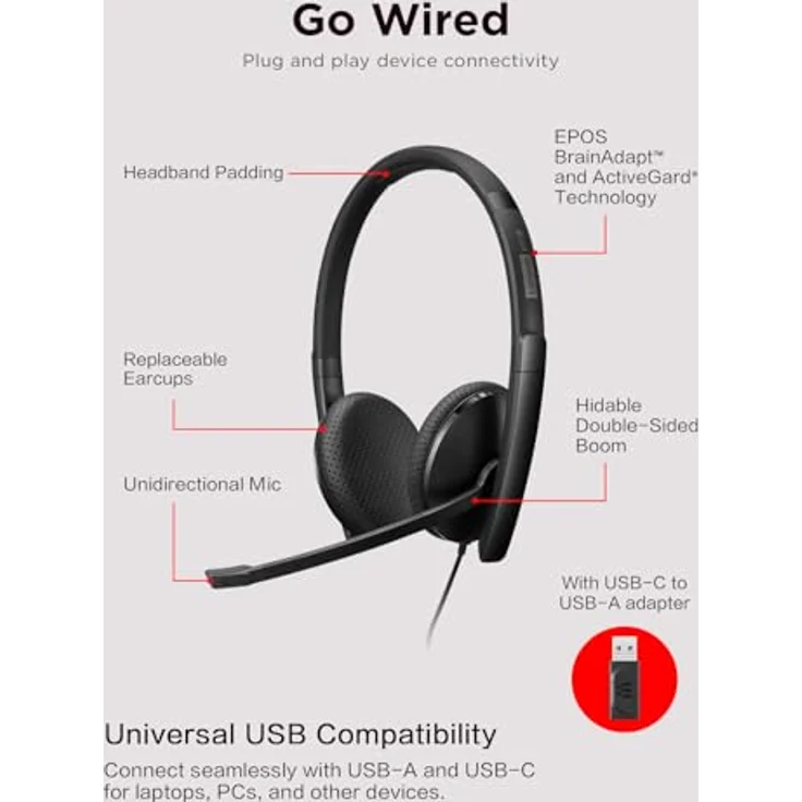 Lenovo WIRED VOIP HEADSET, Hochwertiges Material, Flexibel Gestaltet, Langlebig – Bild 7