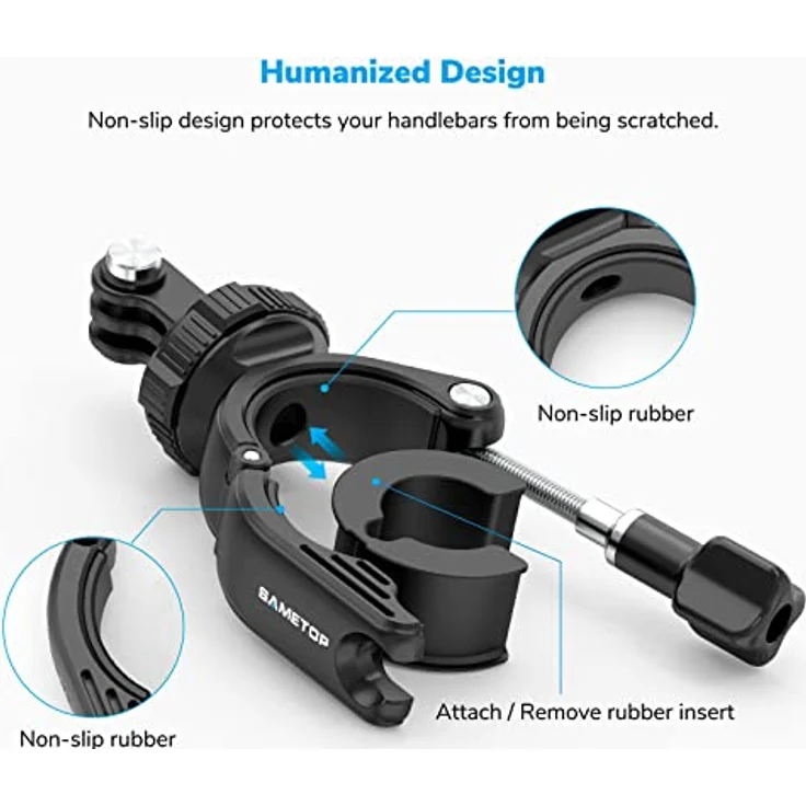 Sametop Fahrrad Lenker Halterung, 360° drehbare Klemme für GoPro Hero 13-5 und DJI Osmo Action Kameras, kompatibel mit Rohren von 9mm bis 35mm – Bild 4