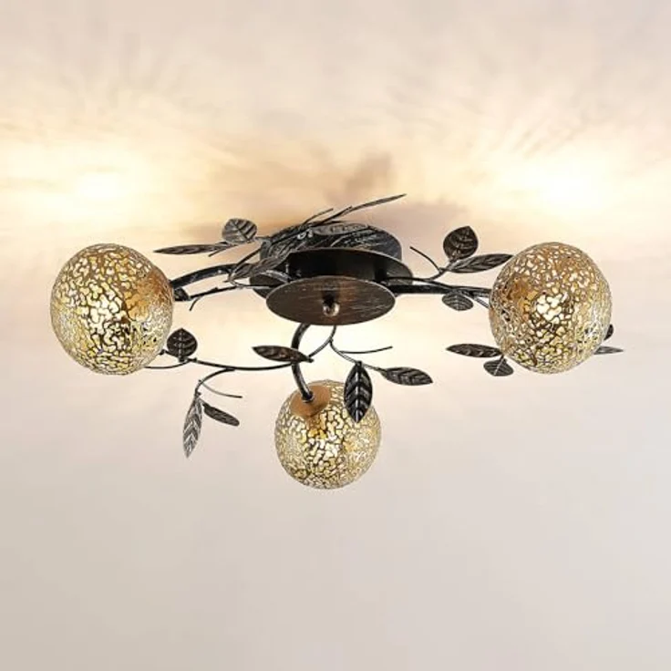 Lucande Deckenlampe 'Evory' in Gold/Messing aus Metall (3 flammig, G9) - Florentiner Deckenleuchte, Wohnzimmerlampe – Bild 3