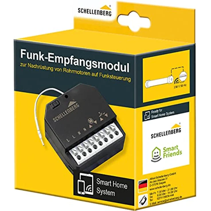 Schellenberg Funk-Empfangsmodul für Rollladen-, Raffstore- und Markisenmotoren, kompakte Nachrüstung, kompatibel mit Smart Home Systemen – Bild 8