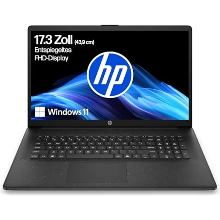 HP Laptop 17,3" FHD, AMD Ryzen 7 7730U, 16 GB RAM, 512 GB SSD, AMD Radeon, Windows 11, QWERTZ, Schwarz, inkl. 25 GB Dropbox-Speicher für 12 Monate