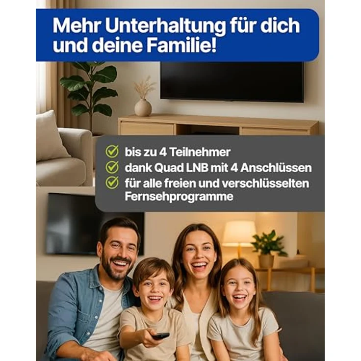 Schwaiger Satellitenanlage Set, Anthrazit Aluminium 80 cm, Offset Antenne mit Quad LNB für bis zu 4 Teilnehmer – Bild 7
