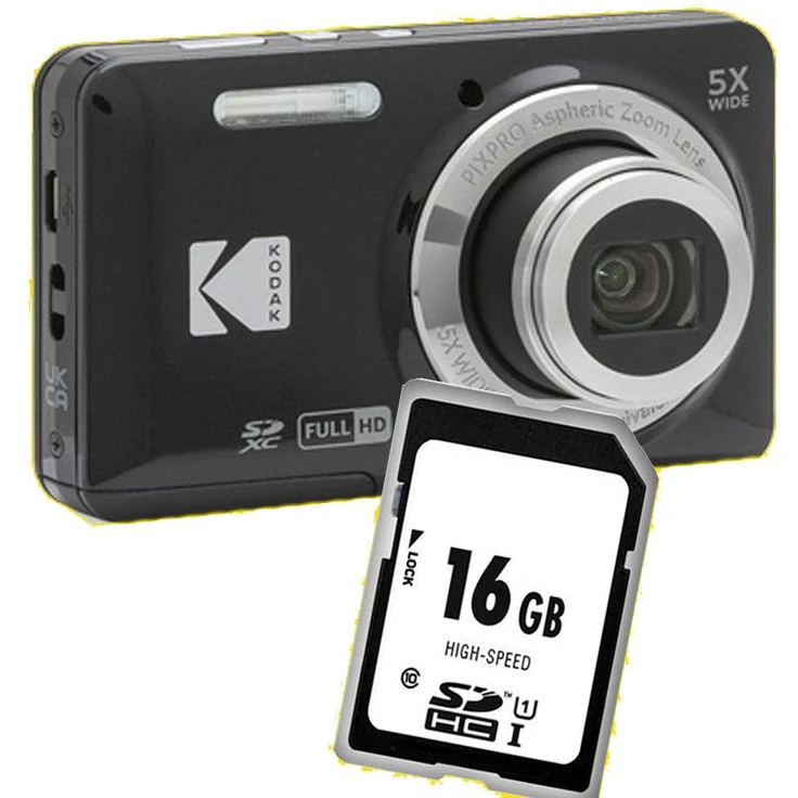 Kodak FZ55, Digitalkamera mit 16,1 MP CCD-Sensor und 28-mm-Weitwinkelobjektiv, schwarz