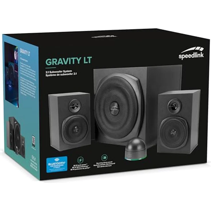 Speedlink GRAVITY LT 2.1 Subwoofer System, kraftvolles PC Lautsprechersystem mit Bluetooth und Fernbedienung, schwarz – Bild 13