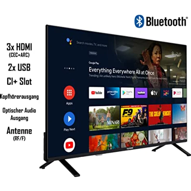 TELEFUNKEN XU43AN750S 43 Zoll Fernseher/Android Smart TV (4K Ultra HD, HDR Dolby Vision, Triple-Tuner, Bluetooth, Dolby Atmos) [2023], Schwarz – Bild 2