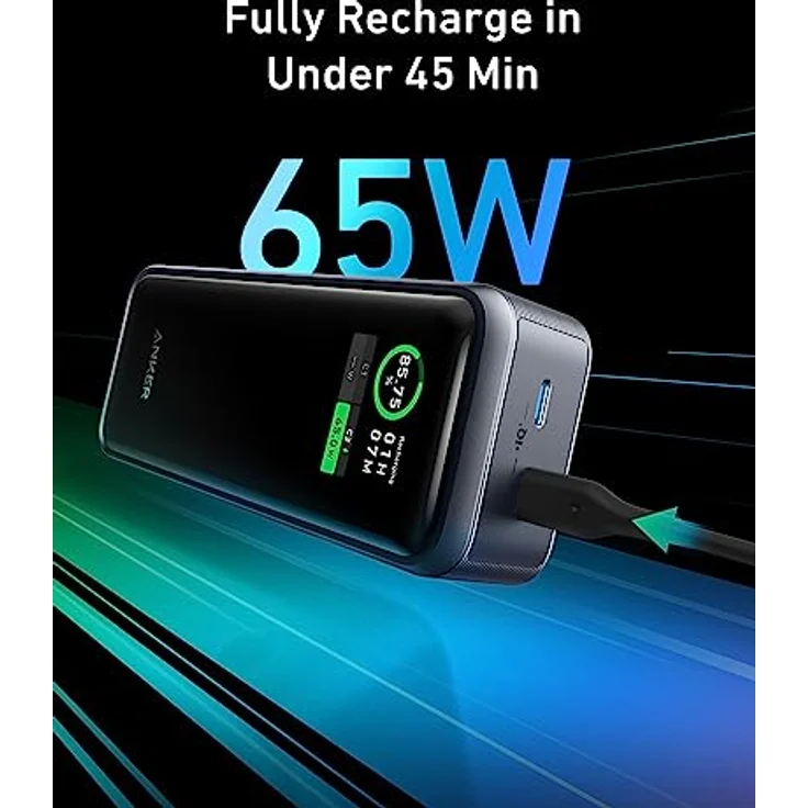Anker ANKER Prime Powerbank 12.000mAh (130W) Powerbank 12000 mAh, Zwei-Wege Schnellladefunktion, Schwarz – Bild 2