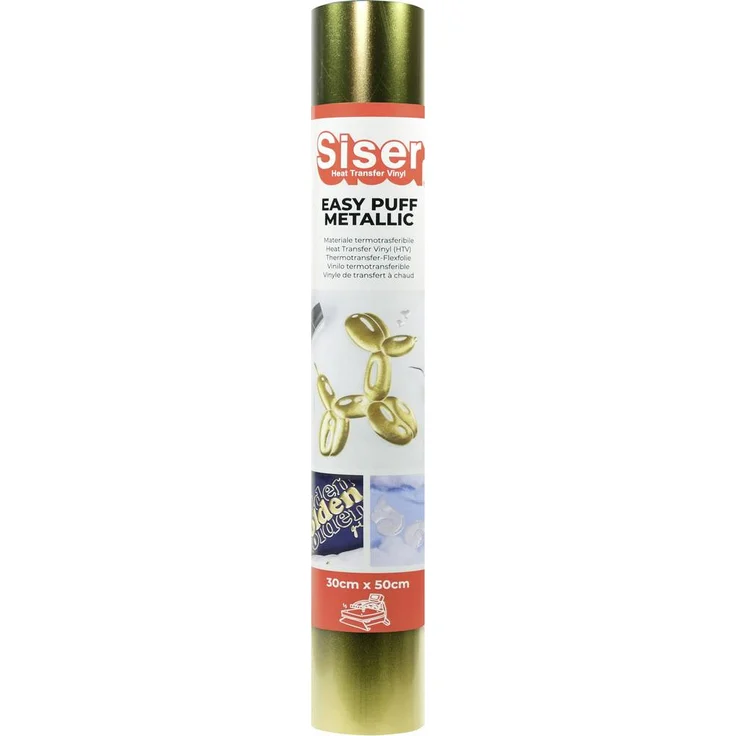 Siser Easy Puff Metallic Textiltransferfolie, 30 cm Schnittbreite, goldfarben mit 3D-Effekt und Metallic-Finish