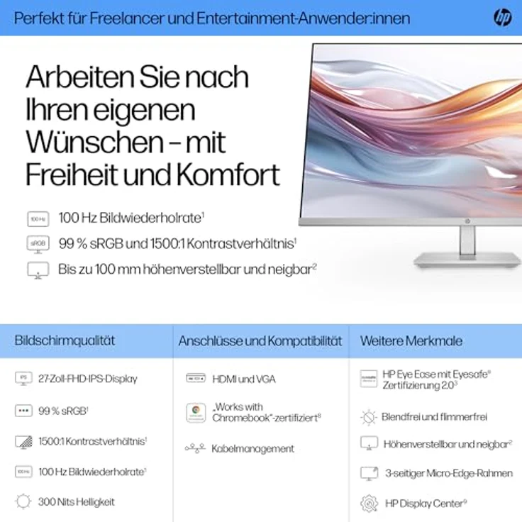 HP 527sh 27 Zoll Full-HD Monitor (5 ms Reaktionszeit, 100 Hz) – Bild 4