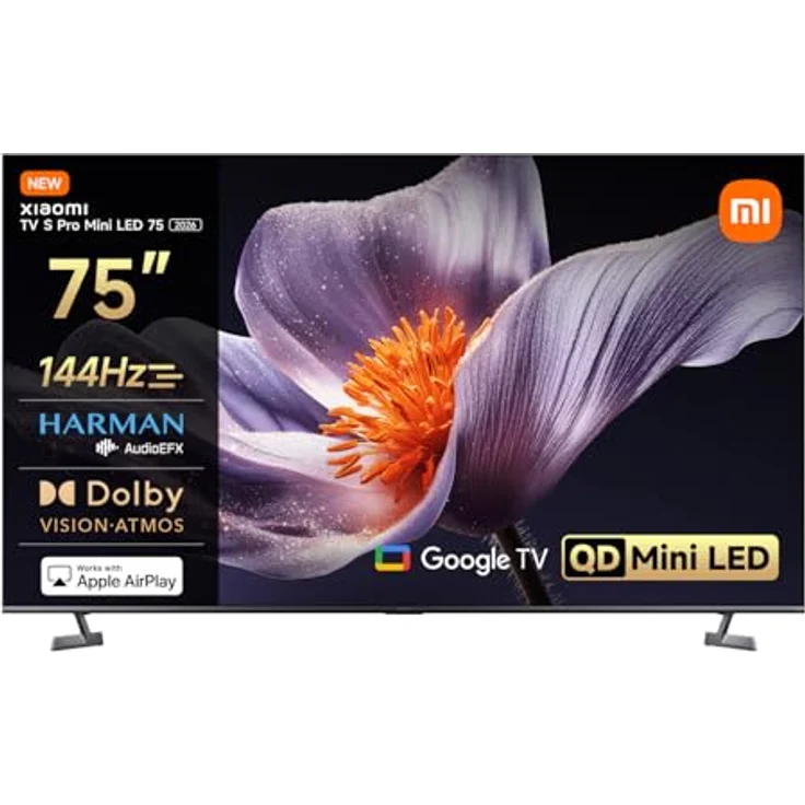 XIAOMI TV S Pro Mini LED 75, 4K QLED Smart TV mit 144Hz, Dolby Vision, Dolby Atmos, HDR 10+, Triple Tuner, Google TV, schwarz – Bild 1