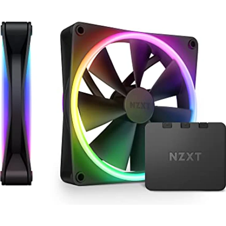 Nzxt F140 RGB Duo Twin Pack - 2 x 140mm doppelseitiger RGB-Lüfter mit RGB-Controller – 20 einzeln adressierbare LEDs – Ausgeglichener Airflow und statischer Druck – Schwarz – Bild 1