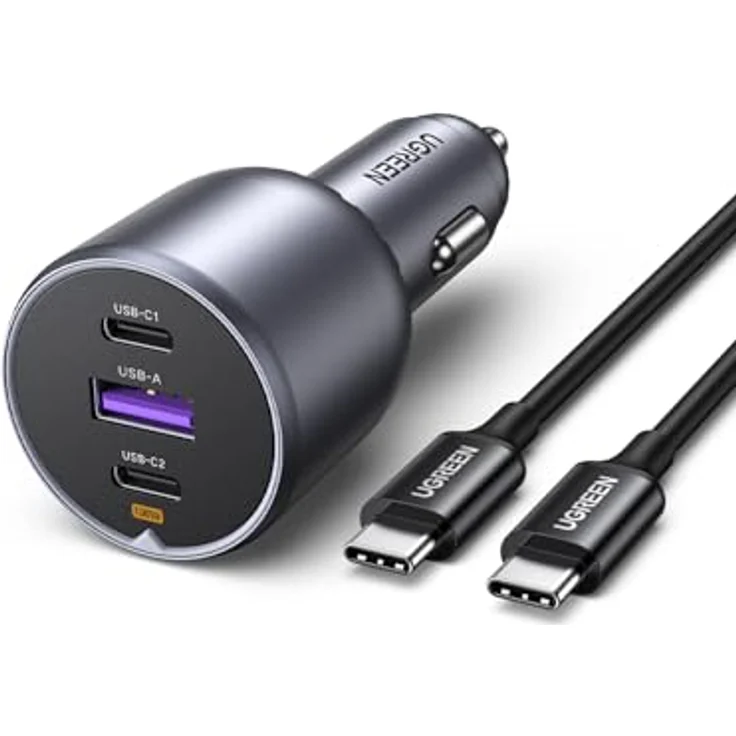 Ugreen EC705 Autoladegerät 130W, 2x USB-C und 1x USB-A, Grau – Bild 3