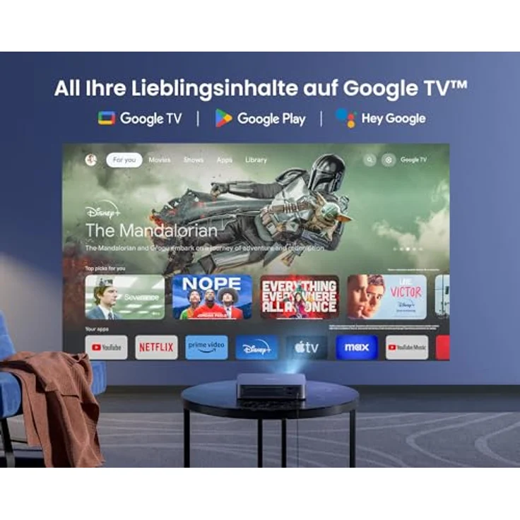 Dangbei Atom Mini Beamer,ALPD-Projektor 1200 ISO Lumen, Google-Assistant-Sprachsteuerung, 1080p, HDR10, HLG, Dolby Audio, nur 1,28 kg, Autofokus, Trapezkorrektur – Bild 2