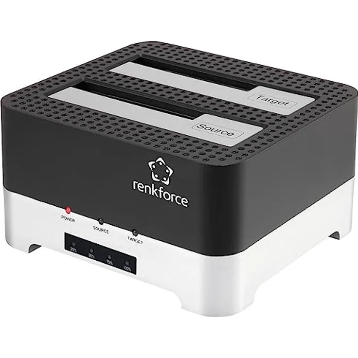Renkforce RF-DOCKING-02 USB 3.2 Gen 1 (USB 3.0) SATA 6 Gb/s 2 Port Festplatten-Kopierstation 2.5 Zoll, 3.5 Zoll mit Clo