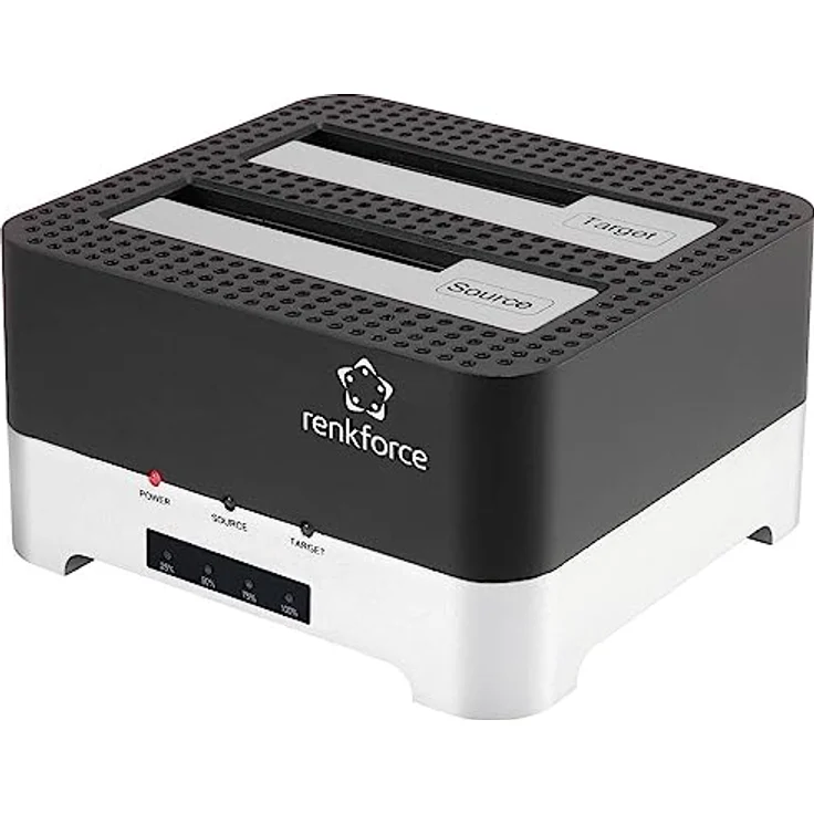 Renkforce RF-DOCKING-02 USB 3.2 Gen 1 (USB 3.0) SATA 6 Gb/s 2 Port Festplatten-Kopierstation 2.5 Zoll, 3.5 Zoll mit Clo – Bild 1