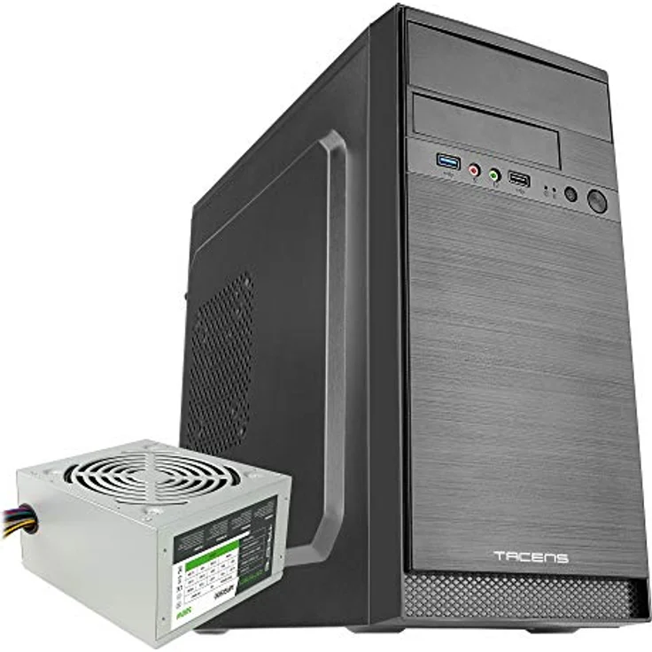 Tacens Anima AC4 500, Micro ATX PC-Gehäuse mit 500W Netzteil, Schwarz, mit USB 3.0 und Platz für VGA bis 310mm – Bild 1