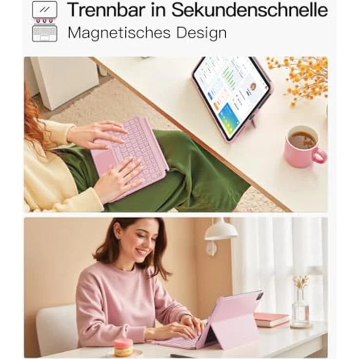 Inateck Hülle mit Tastatur KB04122, ultraleichte abnehmbare QWERTZ-Tastatur mit Touchpad für iPad 10/11, iPad Air 11" und iPad Pro 11" – Bild 4