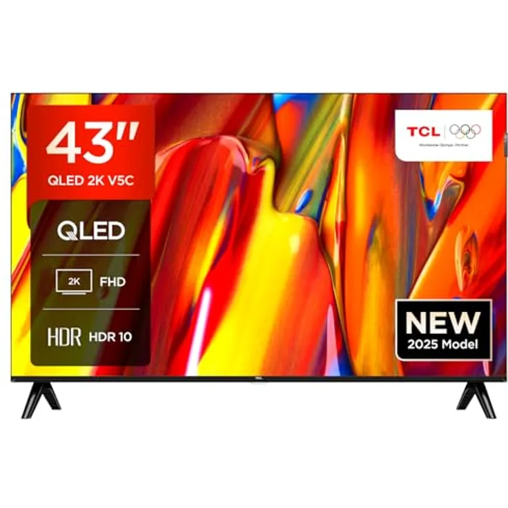 TCL 43V5C, 43“ Full HD Smart QLED Fernseher mit Android TV, HDR, Google Cast & Home, schlankes Design