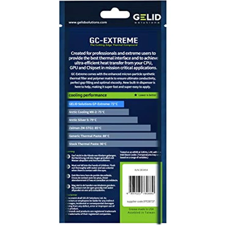 Gelid Solutions GC-Extreme 1g mit Werkzeug - Wärmeleitpaste für Kühlkörper | Maximale Wärmeleitfähigkeit | Einfache Anwendung | Nicht ätzend – Bild 3