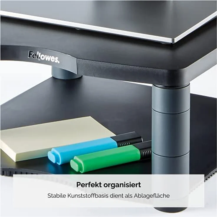 Fellowes Monitorständer Premium, höhenverstellbar in 5 Stufen, ergonomisch, sehr stabil für Monitore bis 21 Zoll,), mit Ablage – Bild 5