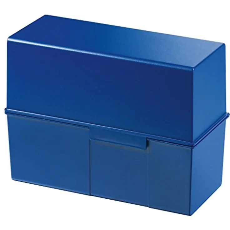 HAN Karteibox DIN A5 quer – innovatives, attraktives Design für 500 Karteikarten mit Stahlscharnier, blau, 975-14