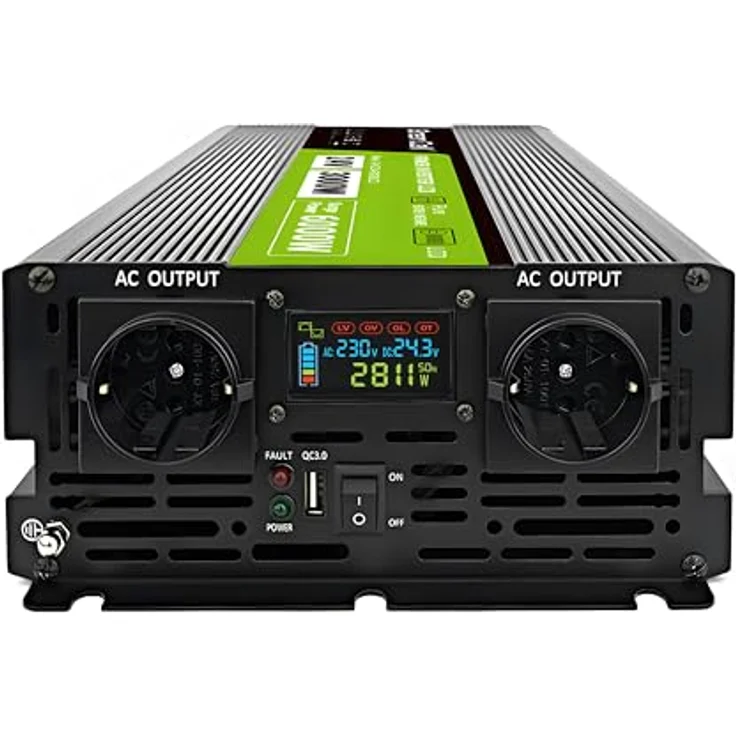 Green Cell DC to AC Wechselrichter, 3000 Watt Netzteil, 80 Plus, Schwarz – Bild 3
