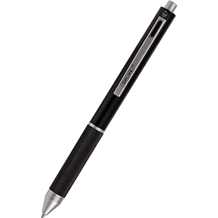 ONLINE Multipen 4-in-1, Multifunktionsstift aus Metall mit 3 Kugelschreiber-Minen in blau, schwarz und rot, Druckbleistift-Mine und Radiergummi, Farbe schwarz – Bild 1