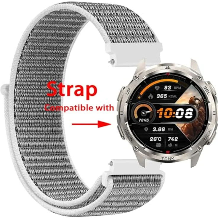 GIOPUEY Nylon Armband für KOSPET Tank T3 Ultra 2, 22mm, geflochtenes Sport Loop Uhrenarmband, atmungsaktiv und verstellbar, Grau – Bild 2