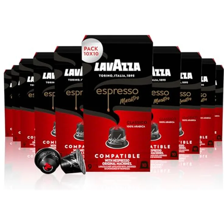 Lavazza Espresso Maestro Classico 10 x 10 Kapseln, medium_roast - Espressomischung mit Noten von geröstetem Getreide und Keksen, Aroma-Safe Technology, höhere Intensität 9/13, mittlere Röstung