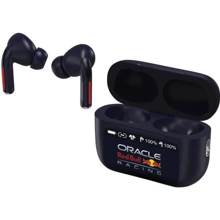 Red Bull Racing RDBTWS, True Wireless Stereo Kopfhörer mit integriertem Mikrofon und kabellosem Laden, Dunkelblau