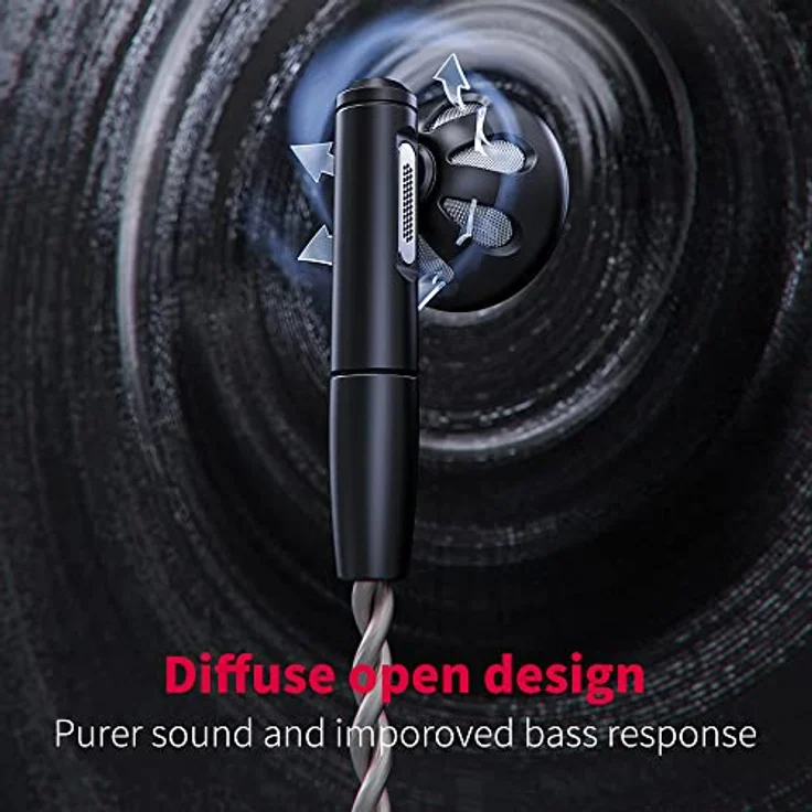 FiiO FF5 Earbuds Ohrhörer, dynamischer Treiber, Acoustic Resistance Pipe Design, Schwarz – Bild 7