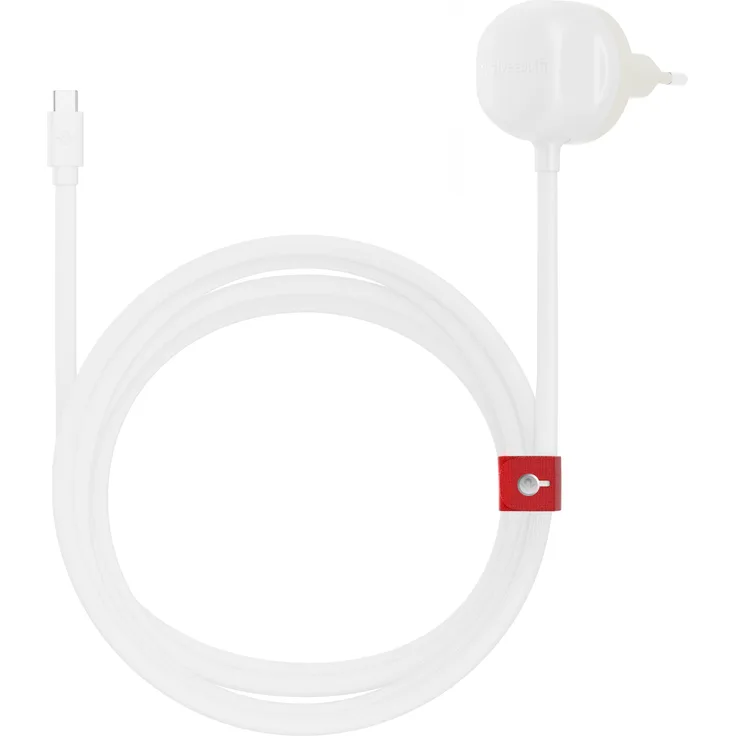 TwelveSouth PowerCord Ladegerät mit 3m USB-C Kabel, 30 W Schnellladegerät, kompatibel mit USB-C-Geräten, flaches und strapazierfähiges Kabel