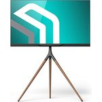 ONKRON TV Ständer höhenverstellbar, TV Staffelei für 32" - 65" Ständer Fernseher bis zu 35 kg - Standfuss TV Ständer Holz mit max VESA 400x400 - TV Standfuss Fernseher universal Schwarz TS1220-B