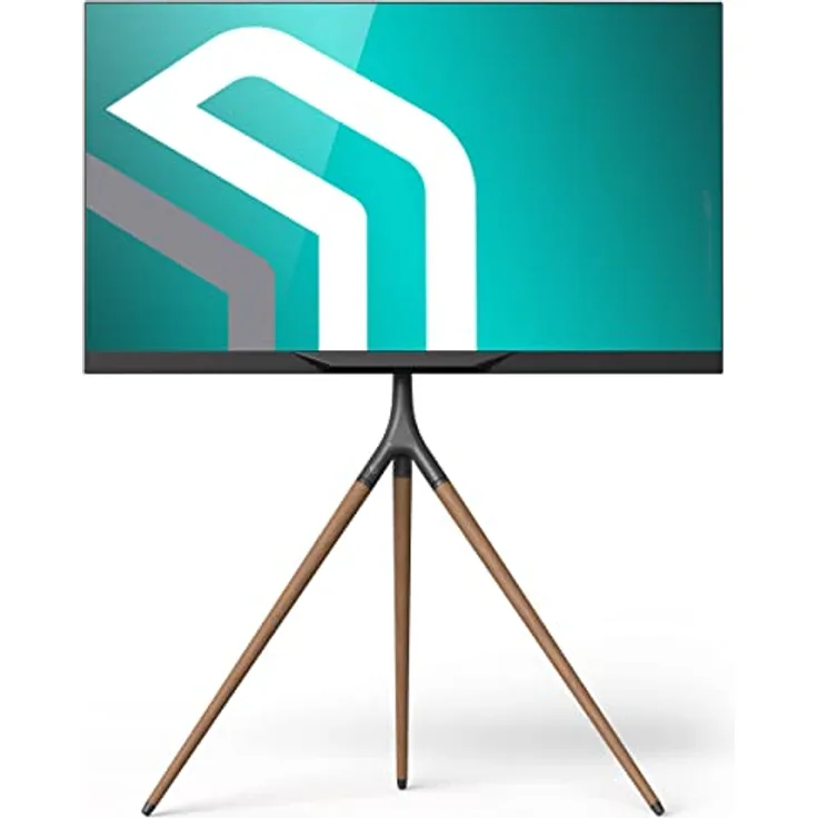 ONKRON TV Ständer höhenverstellbar, TV Staffelei für 32" - 65" Ständer Fernseher bis zu 35 kg - Standfuss TV Ständer Holz mit max VESA 400x400 - TV Standfuss Fernseher universal Schwarz TS1220-B