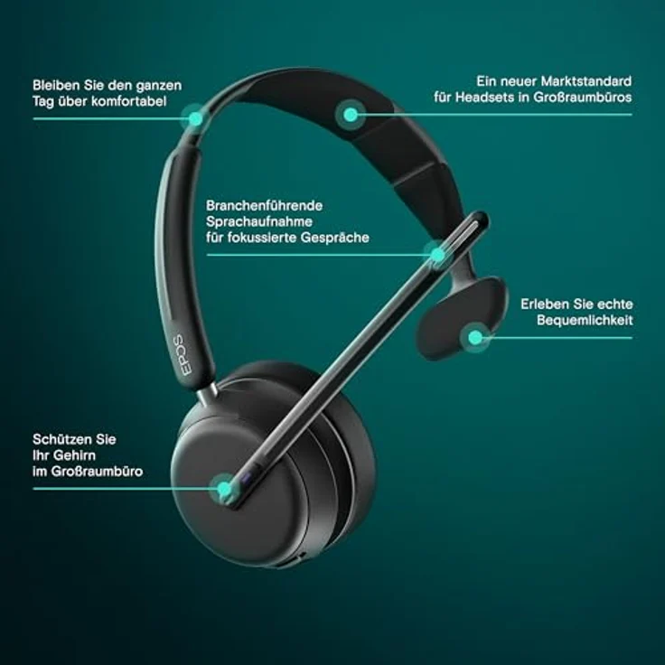 EPOS Impact 1030T Einseitiges Bluetooth Headset für Fachleute - Optimiert für offene Büros, AI Sprachaufnahme, Super Wideband, BrainAdapt Technologie für Komfort – Bild 3
